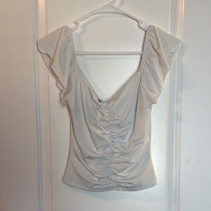 Elegant White Ruched Women's Top